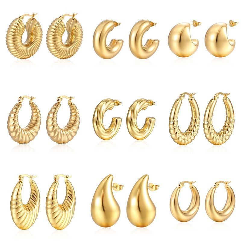 Geometric Hollow Earrings in 316L Surgical Steel | Vacuum Plated, Hypoallergenic & Lightweight Modern Jewelry | Multiple Shapes Available