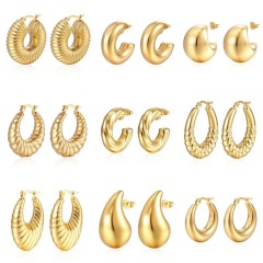 Geometric Hollow Earrings in 316L Surgical Steel | Vacuum Plated, Hypoallergenic & Lightweight Modern Jewelry | Multiple Shapes Available
