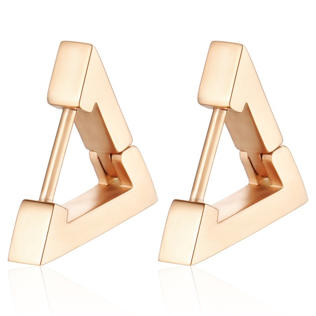 Wholesale jewelry supplier Customized PVD gold plated Geometric 316L Stainless Steel Hoop Earrings