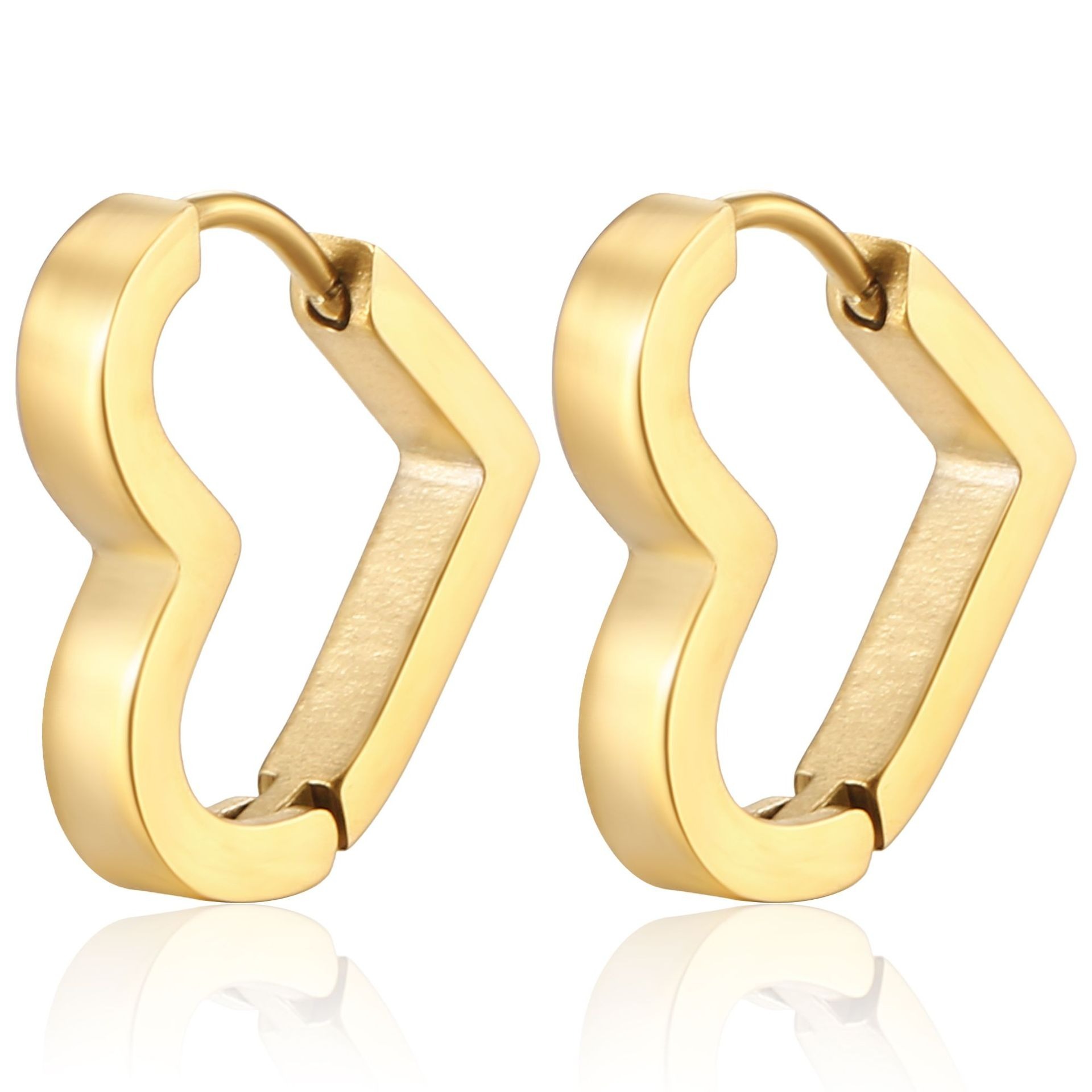 Wholesale jewelry supplier Customized PVD gold plated Geometric 316L Stainless Steel Hoop Earrings