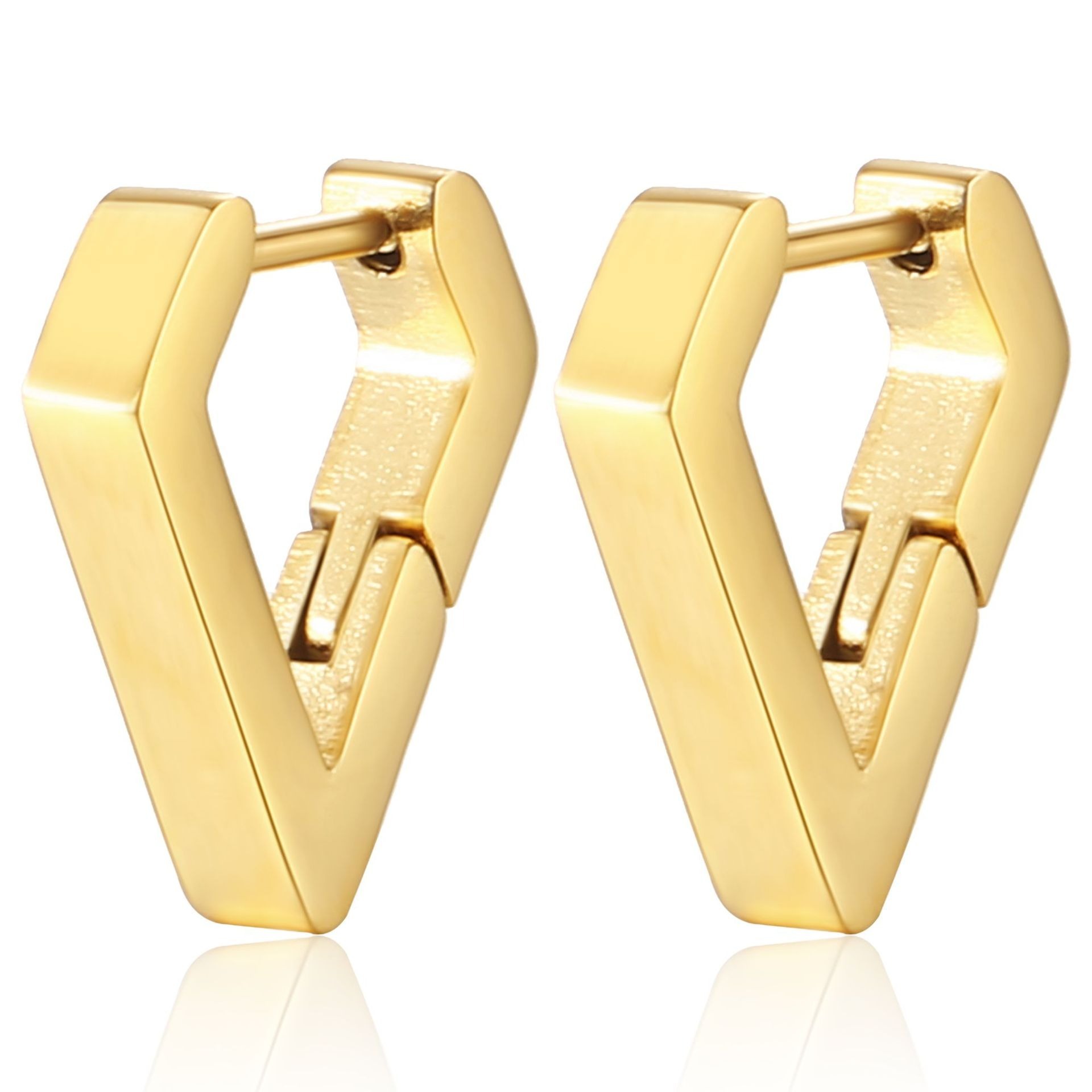 Wholesale jewelry supplier Customized PVD gold plated Geometric 316L Stainless Steel Hoop Earrings