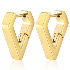 Wholesale jewelry supplier Customized PVD gold plated Geometric 316L Stainless Steel Hoop Earrings