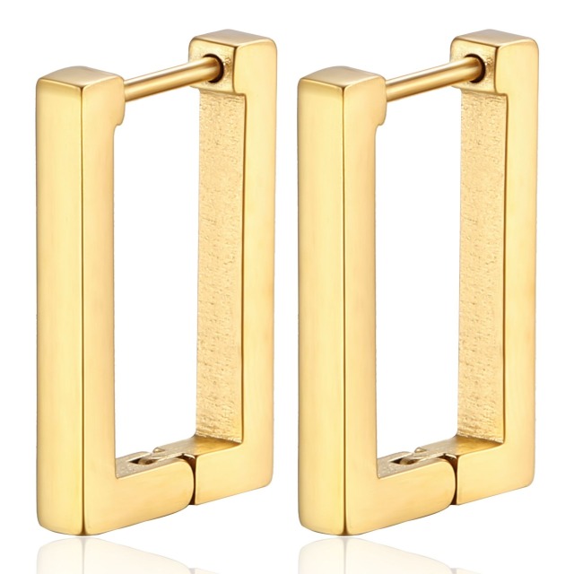 Wholesale jewelry supplier Customized PVD gold plated Geometric 316L Stainless Steel Hoop Earrings