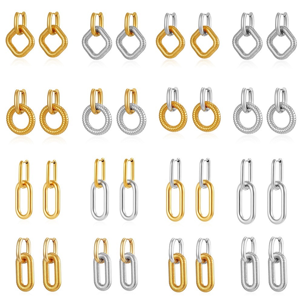 Geometric Interchangeable 304 Stainless Steel Earrings | Hypoallergenic & Vacuum Plated Studs