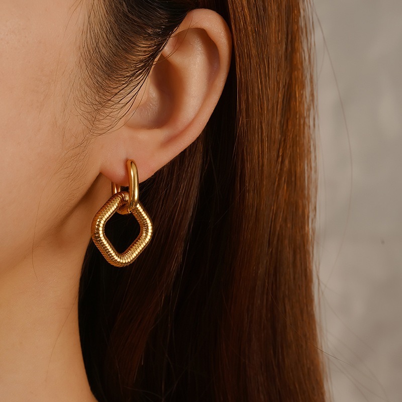 Geometric Interchangeable 304 Stainless Steel Earrings | Hypoallergenic & Vacuum Plated Studs