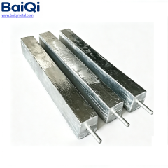 Zinc sacrificial anode with steel core extension