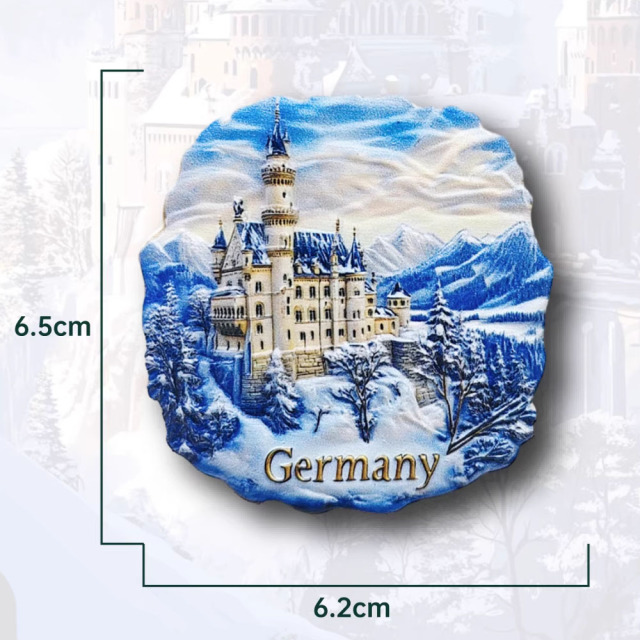 Оптовая продажа 3D-магнитов на холодильник из смолы с изображением замка Нойшванштайн, Германия - сувениры напрямую с завода в Иу.,Магнит на холодильник с изображением немецкого замка Нойшванштайн, объемная магнитная наклейка, сувенир из путешествия, подарок, украшение для дома.,CuteMag — персонализированные и оптовые магниты на холодильник.