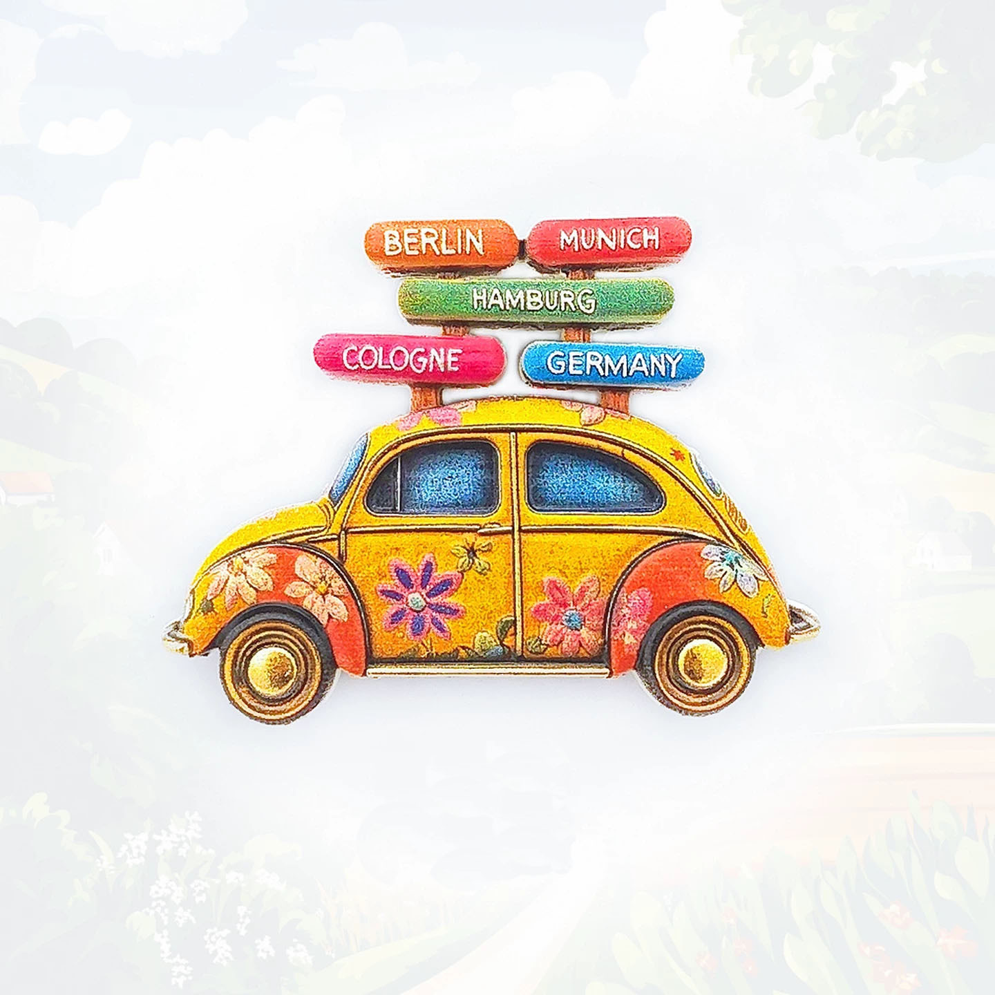 Which Factory is the Best for Wholesale and Custom Souvenir Fridge Magnets?Wholesale German Beetle Car 3D Magnets - Vintage Flower Souvenir Factory,German Beetle car refrigerator magnet, three-dimensional magnetic sticker, travel souvenir, companion gift, cute home decoration,CuteMag customized and wholesale refrigerator magnets