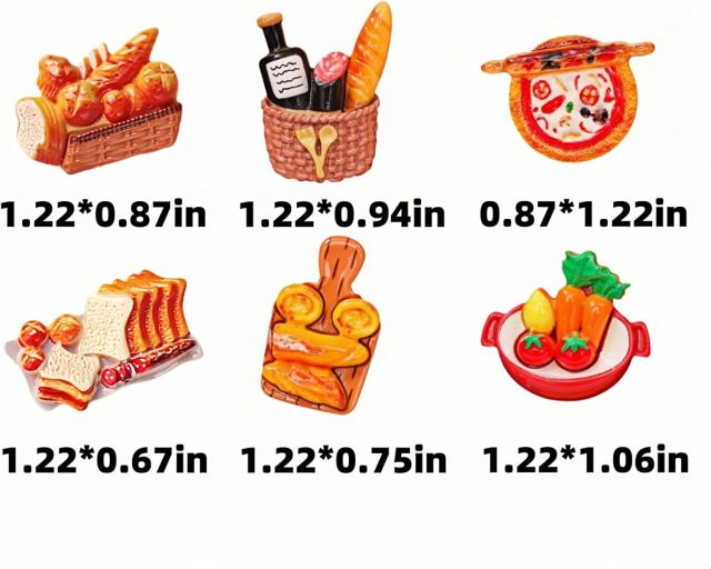 36 件可爱树脂冰箱磁贴套装 - 适用于家庭和办公室的彩色厨房冰箱磁贴,白板磁性贴纸用于照片、笔记、备忘录、购物清单(面包和食品系列),36 件可爱树脂冰箱磁贴套装 - 适用于家庭和办公室的彩色厨房冰箱磁贴,白板磁性贴纸用于照片、笔记、备忘录、购物清单(面包和食品系列),CuteMag — персонализированные и оптовые магниты на холодильник.