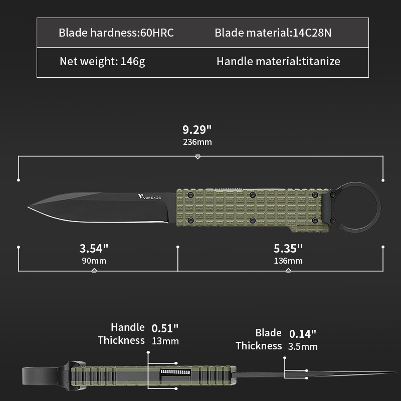 VOREXIS Portable Camping Knives for Men and Women Ideal for Camping Survival Hiking Daily Carrying and Gifts with Durable Green Handle