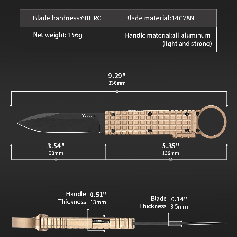 VOREXIS aluminum alloy tool knife, suitable for camping, survival, hiking and daily carrying
