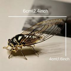 Gold Metal Cicada Figurine, Hollow‑Out Wing Insect Statue, Desktop Decor Collectible Ornament