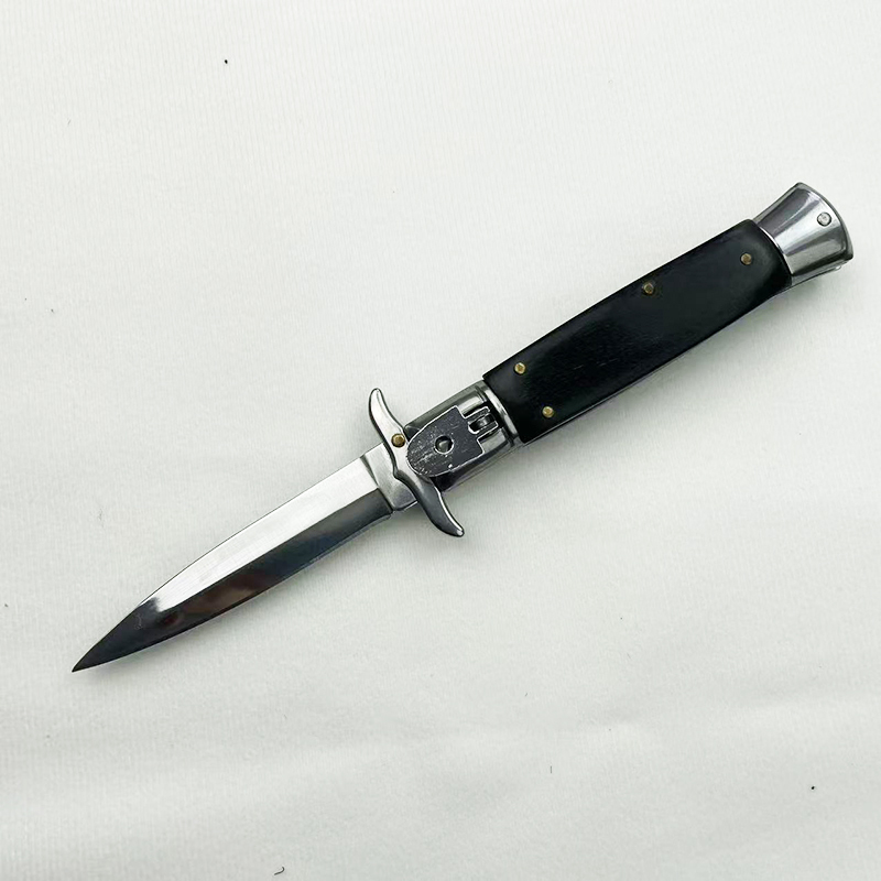 9 Inch AKC Side Open Folding Knife, Patriot High Heel Style,  BLACK