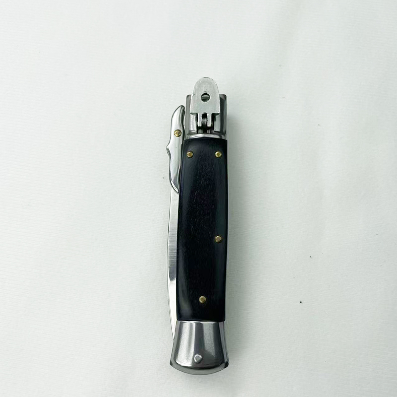 9 Inch AKC Side Open Folding Knife, Patriot High Heel Style,  BLACK