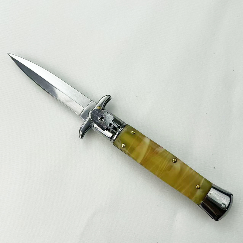 9 Inch AKC Side Open Folding Knife, Patriot High Heel Style,Resin Handle