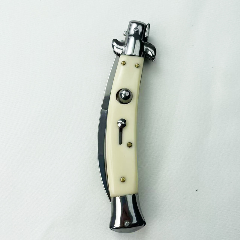 11 Inch AKC Side Open Folding Knife, Curved Blade, High Heel Shaped,  Buffalo Horn