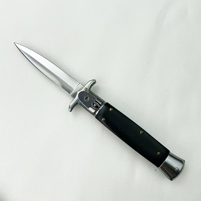 9 Inch AKC Side Open Folding Knife, Patriot High Heel Style,  BLACK