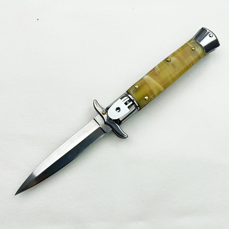 9 Inch AKC Side Open Folding Knife, Patriot High Heel Style,Resin Handle