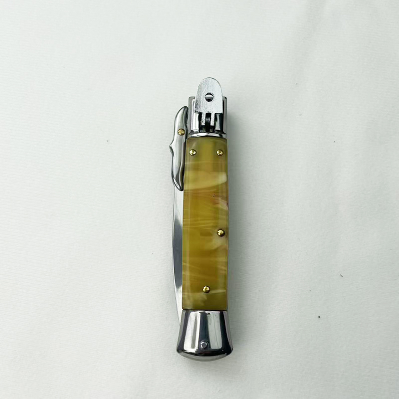 9 Inch AKC Side Open Folding Knife, Patriot High Heel Style,Resin Handle