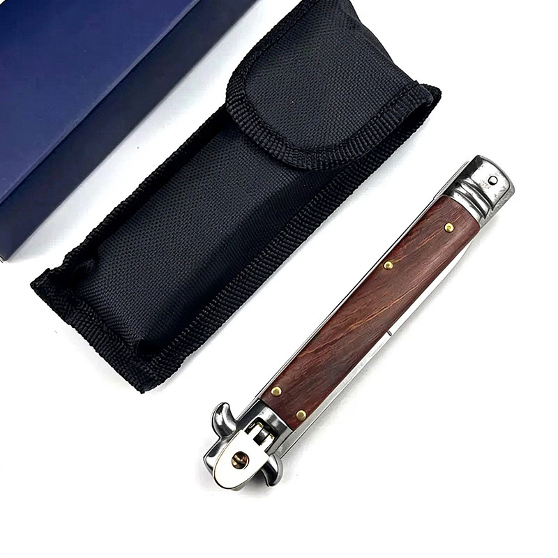 11" AKC Side Open Switchblade | High-End Wood Handle, Metal Pommel, Stainless Steel