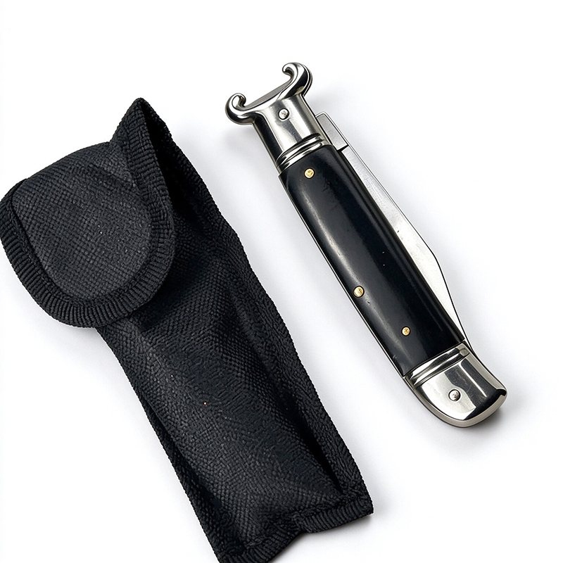 7 Inch AKC Automatic Knife, EDC Pocket Knife, Portable Carry, Black & Mother of Pearl Handle