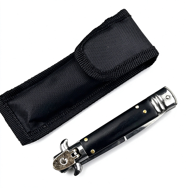 11 Inch Classic AKC Automatic Knife, Stainless Steel Blade, Wood Handle, Black & Yellow Handle Options