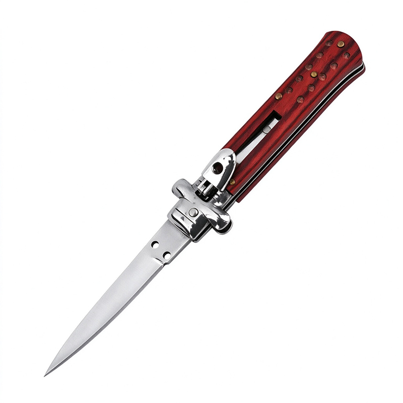 7" AKC Side Open Switchblade, Daily EDC Pocket Knife, Portable Carry, Red