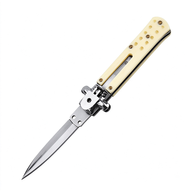 7 Inch AKC Automatic Knife, EDC Pocket Knife, Portable Carry, White Handle