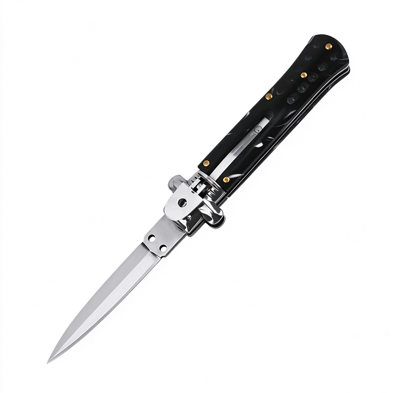 7" AKC Side Open Switchblade, Daily EDC Pocket Knife, Portable Carry black
