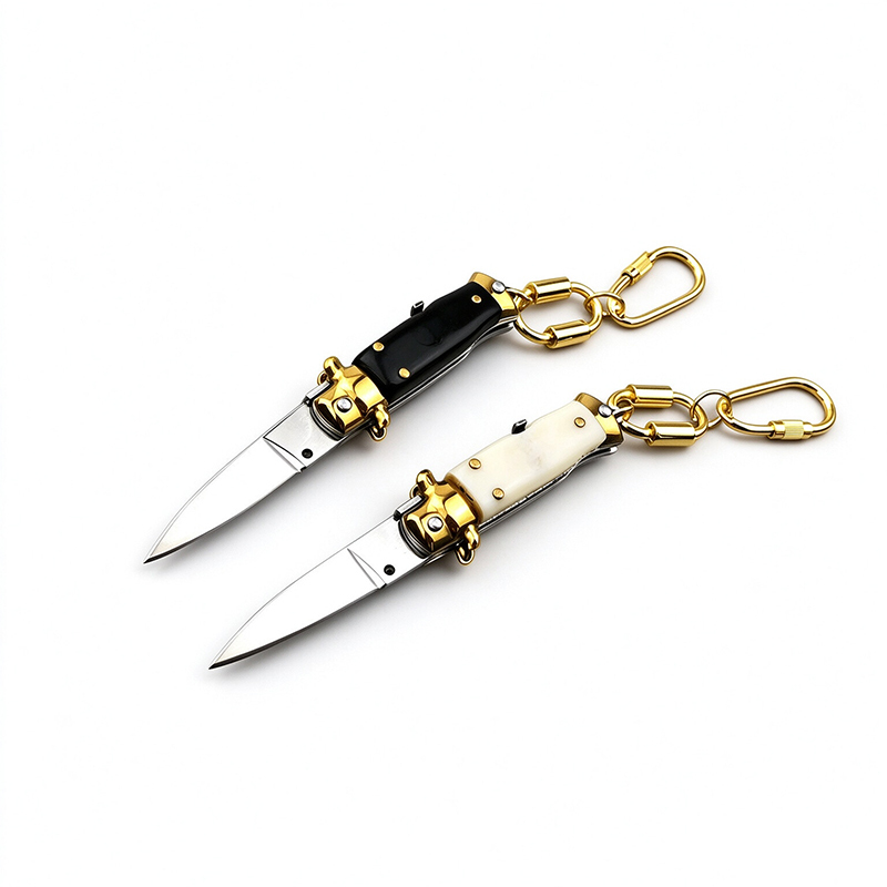 Mini AKC Auto Knife, Keychain Portable EDC Knife, White Version