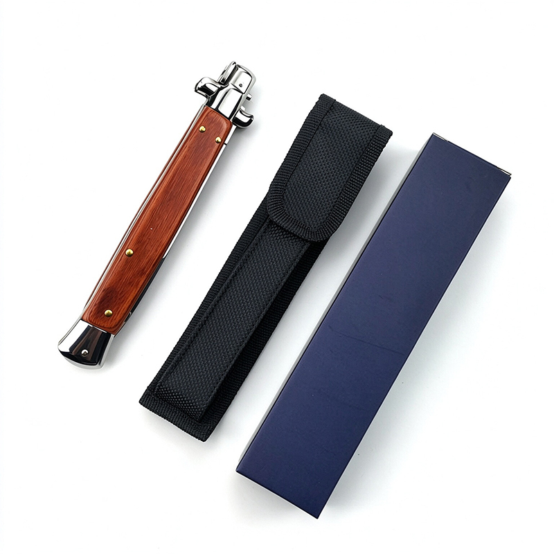 13 Inch AKC Side Opening Auto Knife, Outdoor Camping Portable EDC Knife, Extra Long Blade, Red Handle
