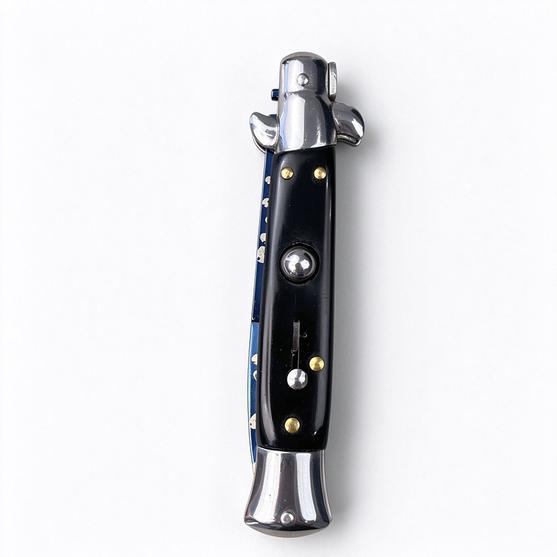 AKC Italian Side Opening Stiletto Knife, Premium Stainless Steel, Color Coated Blade