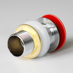 OPITRUELY Cheap Brass Pop Up Bathroom Drain with Red Ceramic Cap C012