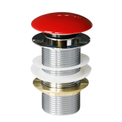 OPITRUELY Cheap Brass Pop Up Bathroom Drain with Red Ceramic Cap C012