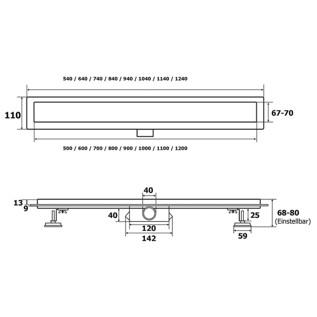 OPITRUELY 304 Stainless Steel Bathroom Linear Floor Drain