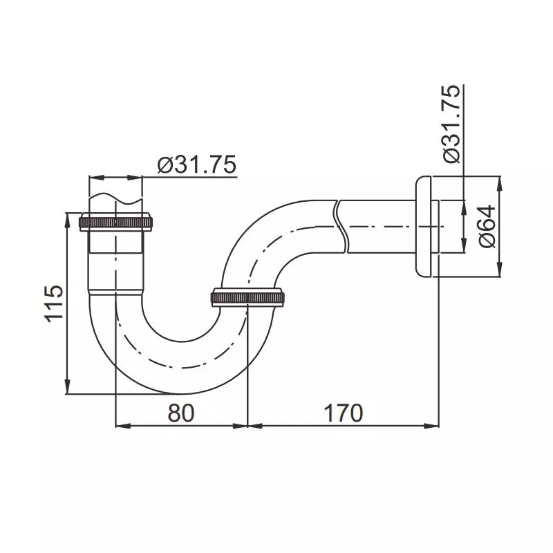 OPITRUELY 1 1/4 inch Brass Chrome Bathroom Basin P-Trap P015