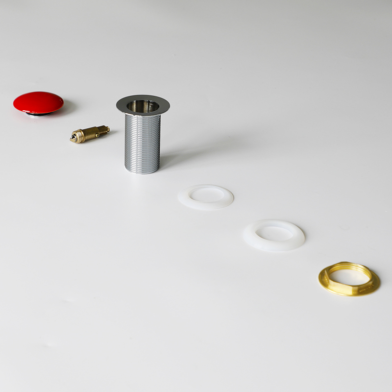 OPITRUELY Cheap Brass Pop Up Bathroom Drain with Red Ceramic Cap C012