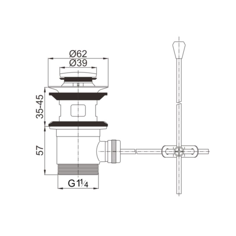 OPITRUELY 1 1/4 inch Lift and Rod Brass Bathroom Basin Drain T034