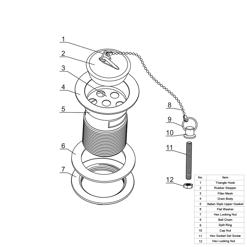 OPITRUELY 1 1/4 inch Brass Bathroom Wash Basin Drain With Plug Chain G022