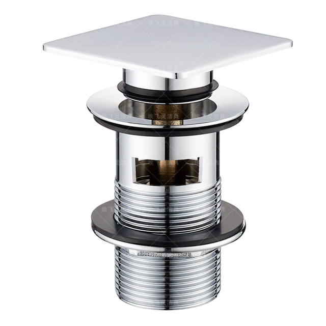 OPITRUELY 1-1/4 Brass Chrome Bathroom Basin Drain With Square Cap C036