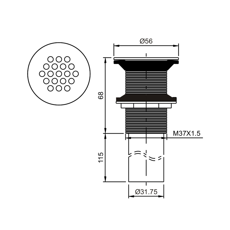 OPITRUELY 1 1/4 Public Brass Bathroom Basin Drain With Tube F036