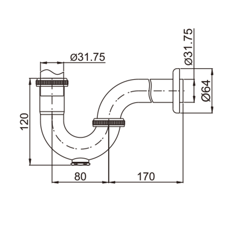OPITRUELY 1 1/4 inch Brass Chrome Bathroom Basin P-Trap P016
