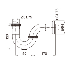 OPITRUELY 1 1/4 inch Brass Chrome Bathroom Basin P-Trap P016