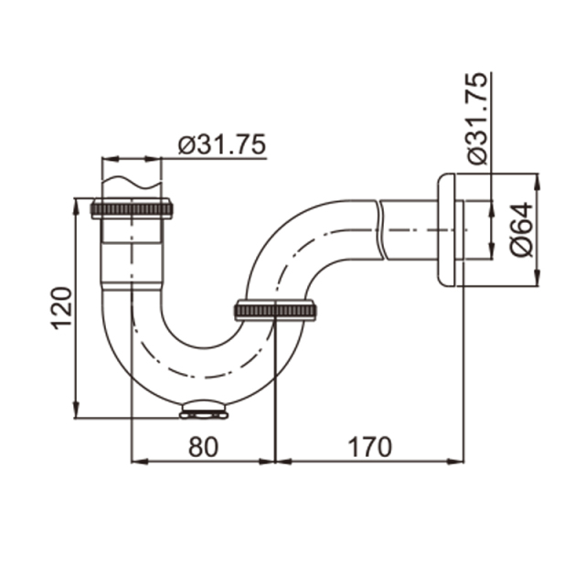 OPITRUELY 1 1/4 inch Brass Chrome Bathroom Basin P-Trap P016
