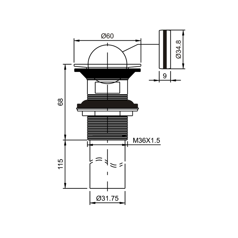 OPITRUELY 1 1/4 Rotation Flip Chorme Bathroom Basin Drain With Overflow R020