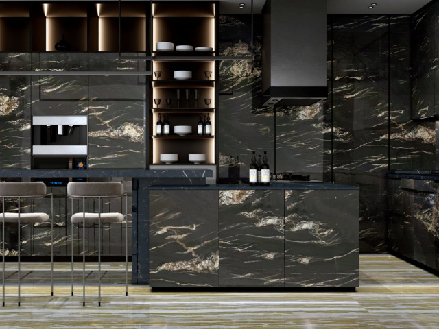 Brazilian Natural Stone Belvedere black quartzite with competitive price from the true factory,Brazilian Natural Stone Phantom Golden black natural quartzite