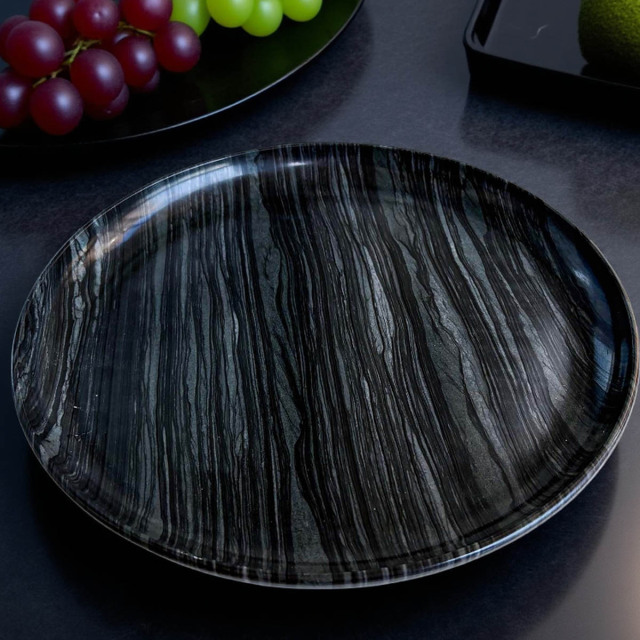 The Factory Direct Supply Natural Black Wooden Marble Fruit Tray ,Natural Stone Fruit Plate,Natural Black Wooden Marble Fruit Tray ,Natural Stone Fruit Plate