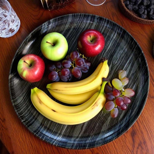 The Factory Direct Supply Natural Black Wooden Marble Fruit Tray ,Natural Stone Fruit Plate,Natural Black Wooden Marble Fruit Tray ,Natural Stone Fruit Plate