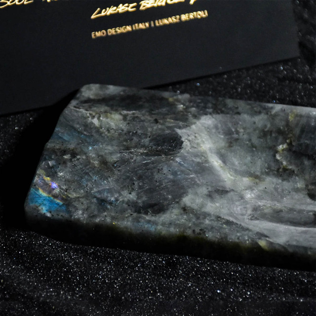 Sunset Boulevard Cigar Ashtray - Labradorite Blue Natural Stone Cigar Ashtray,Stone Cigar Ashtray - Labradorite Blue Natural Stone Ashtray