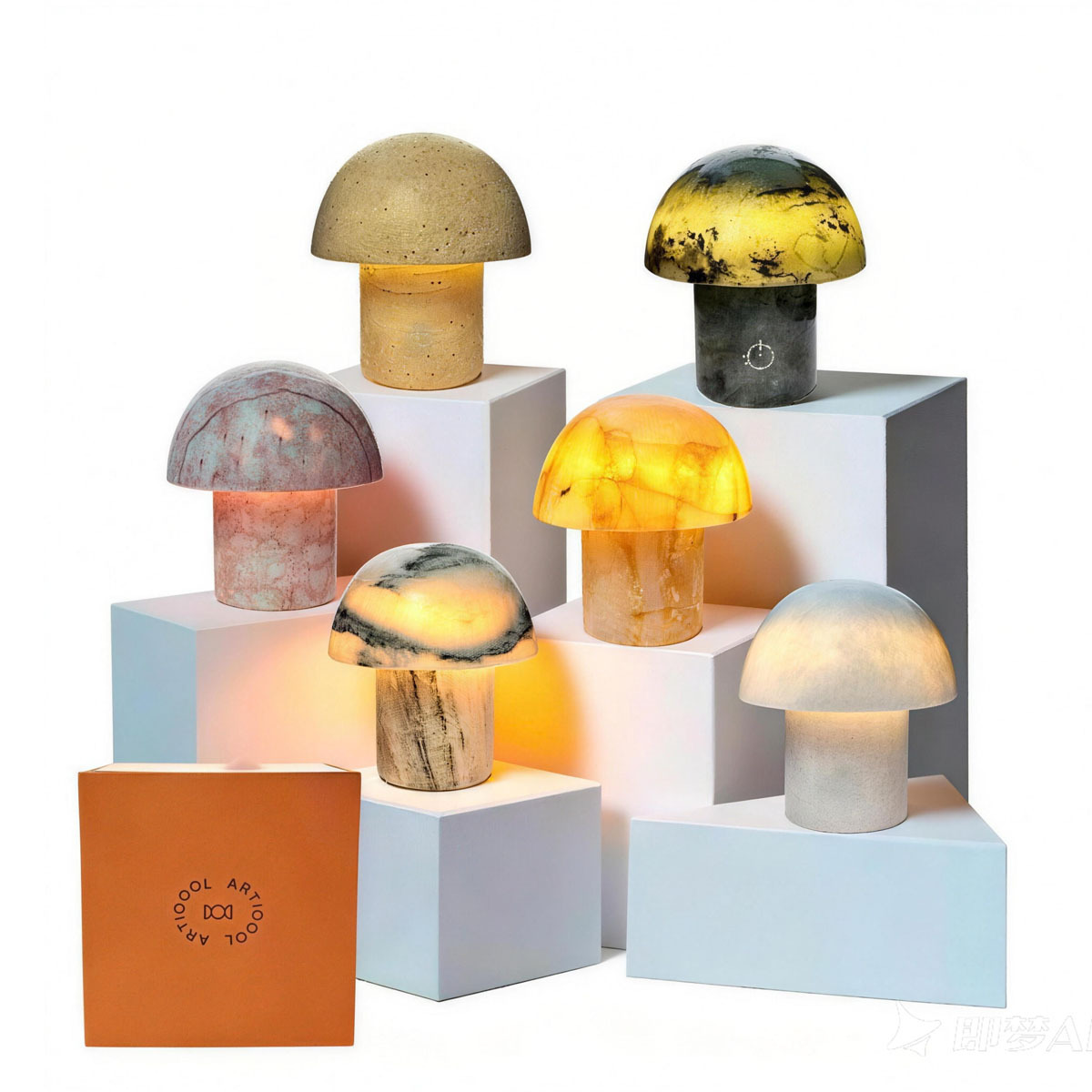 Lámpara de mesa de piedra natural - Lámpara de hongo de mármol natural pulido a mano,Lámpara de mesa de piedra natural - Lámpara de hongo de mármol natural pulido a mano